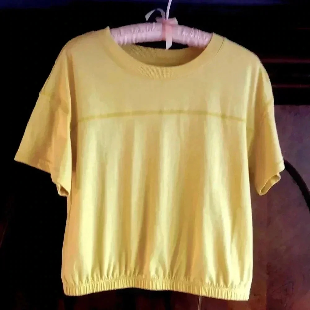 Cropped cotton blend 60/40 top